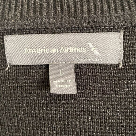 AMERICAN AIRLINES Men’s Black Thick Heavy Full Zip Sweater / Jacket Size L - Picture 4 of 8